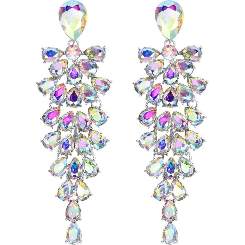 Women's Bridal Dangle Earrings Metal Crystal Multi-Layer Teardrop for Wedding